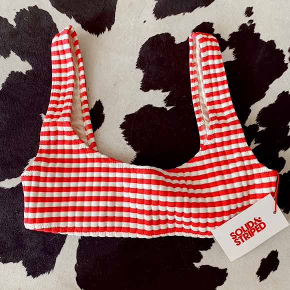 SOLID & STRIPED Other - Solid & striped pink white stripe bikini top